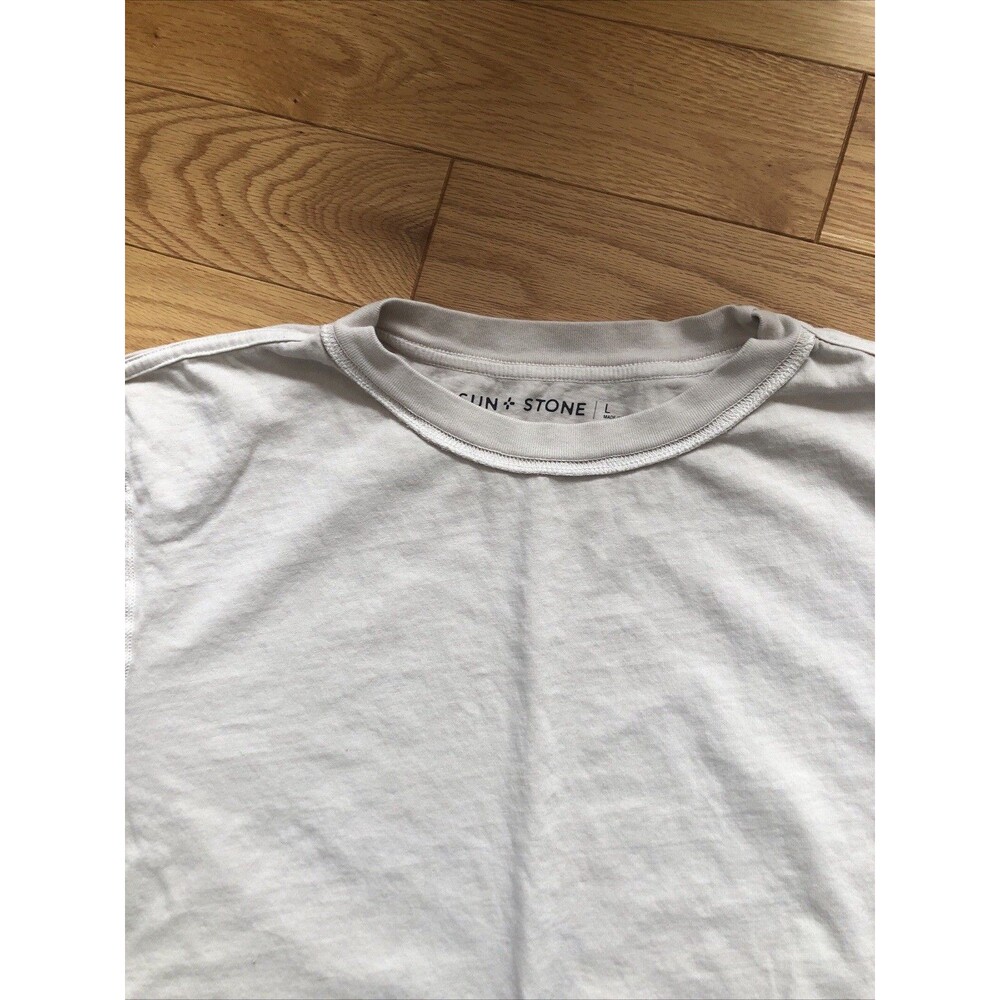 Sun + Stone Mens T-shirt Short Sleeve Crewneck Cream Color Large